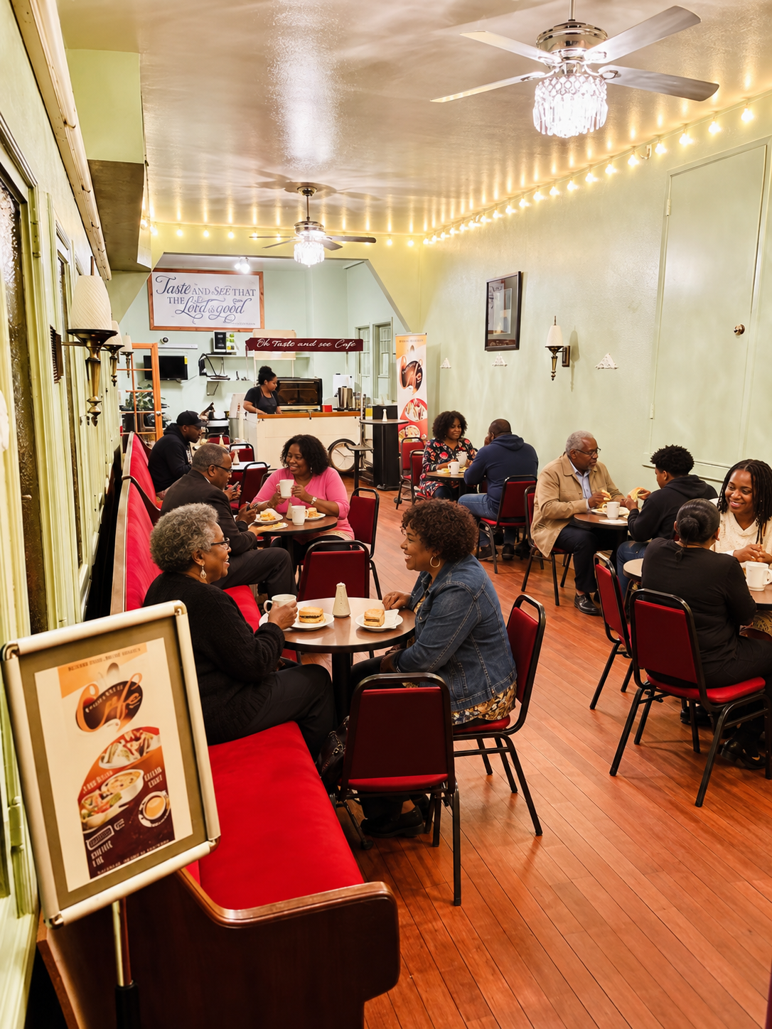 A welcoming table at the church café