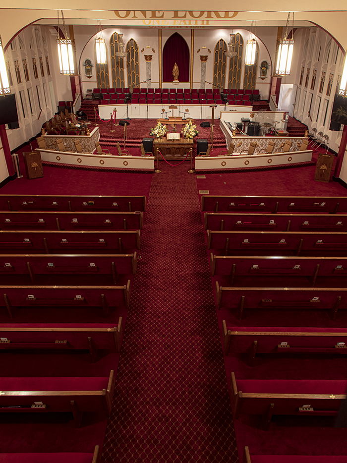 Inside the Williams Chapel sanctuary